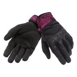 Gants Moto - Tucano Lady Miky Graphic (femme) Printemps / été - Noir / Fuchsia