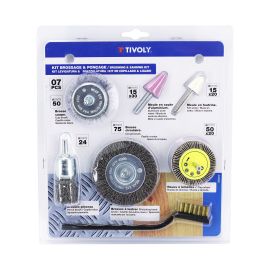 Kit brosse / Meule / Roue abrasive - 7 pièces Tivoly