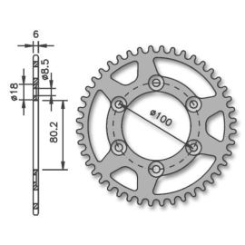 Couronne 52 Dents Rieju RR / Spike - Alésage 80mm 6T / Pas 420 IGM
