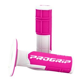Poignées de Guidon - Progrip 801 Off Road Blanc / Fuchsia Fluo Closed end