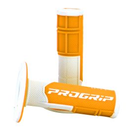 Poignées de Guidon - Progrip 801 Off Road Blanc / Orange Fluo Closed end