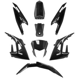 Kit Carénages Derbi Senda X-Treme Gilera RCR SMT Aprilia SX à partir de 2018 - 8 pièces Noir Brillant