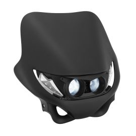 Tête de Fourche / Plaque phare - Enduro 2x20w Noir mat + leds