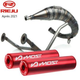Pot d'échappement Most 50cc 70cc passage haut double sortie Rieju MRT à partir de 2022 rouge