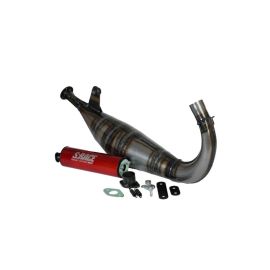 Pot d'Échappement 85/100cc MVT S-Race Passage Bas Derbi Euro 2 et Euro 3 rouge
