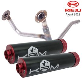 Double sortie KRM noir et rouge Rieju MRT avant 2022 pour pot Most et KRM 50 70 80
