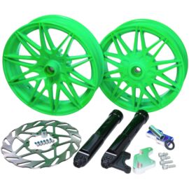 Pack de jantes avec disque de frein oversize vert fluo Piaggio Zip après 2000