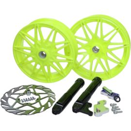 Pack de jantes avec disque de frein oversize jaune fluo Piaggio Zip après 2000