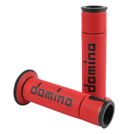 Revêtement poignée Domino Moto On Road A450 rouge/noir – Paire